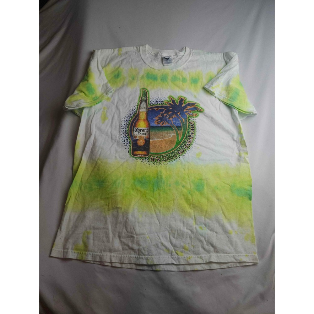 Corona Extra Beer Tie Dye Graphic T-Shirt Mens XL White Lime Green Beach Summer